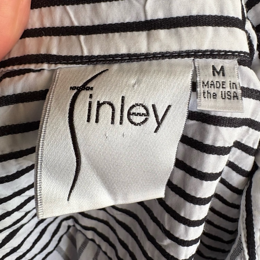 Finley Alex Black and White Striped Shirt Dress sz M cotton mix preloved - Picture 3 of 8